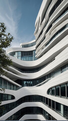 A pristine white building showcasing contemporary architectural brilliance.