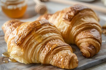 Crusty Homemade Delight: Honey-Drizzled Croissants Duo