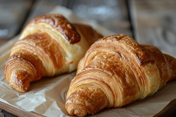Golden Croissants: A Rustic Bakery Artistry of Two Crusty Blends
