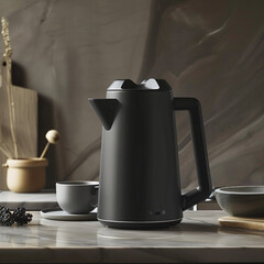 A compact electric kettle with a matte black finish andI apologize for the repetition in the prompts. Here are 5 additional prompts to complete the list --v 6.0 - Image #2 @usama - obrazy, fototapety, plakaty