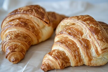 Fresh Dough Delight: Homemade Croissants in Natural Light Showcasing Bakery's Crusty Composition