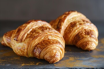 Golden French Delight: Two Croissants in Shades of Gold and Darkness