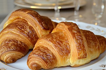 French Eats: Crispy Croissants Basking in Freshly Baked Warmth