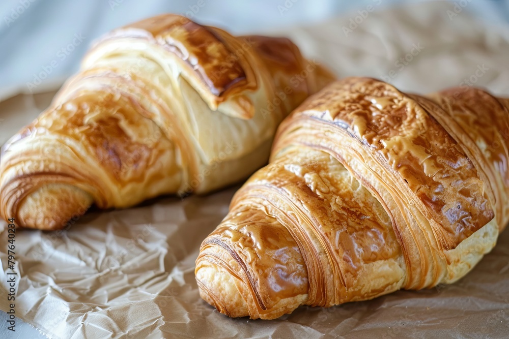 Wall mural Freshly Baked: Decadence of Homemade Croissants with Crispy Edges