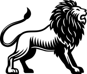 A lion animal woodcut vintage style icon mascot illustration