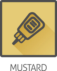 Ketchup or mustard sauce bottle food stylised icon concept. Possibly an icon for the mustard allergen or allergy.