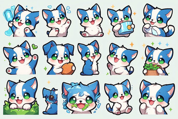 Sticker, white tender cute kitten.