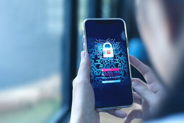 Security access control protection. Users access privacy information on smartphones with password...