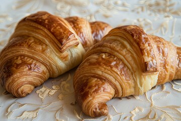 Fototapeta premium Delicious Breakfast Delight: Captivating Traditional French Croissants Photography
