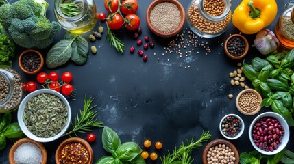 Obraz na płótnie Canvas Diverse Spread of Food on Table. Generative AI