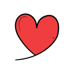 Hand drawn doodle heart on white background.