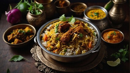 Full plater biryani in restaurant fast food on white