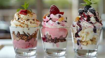 Close-up vegan chocolate ice cream served as a snack with blossom flavors in a cold culinary treat cone, alongside saffron gelato in a dietary dream cone snack.