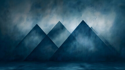 Digital vintage painting Abstract geometric blue