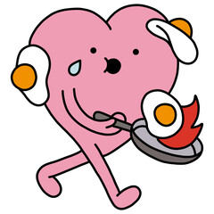 Chef's heart fries fried eggs