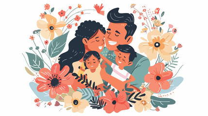 Vector illustration of a happy prosperous family