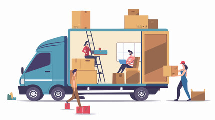 Vector illustration of a service for moving and trans