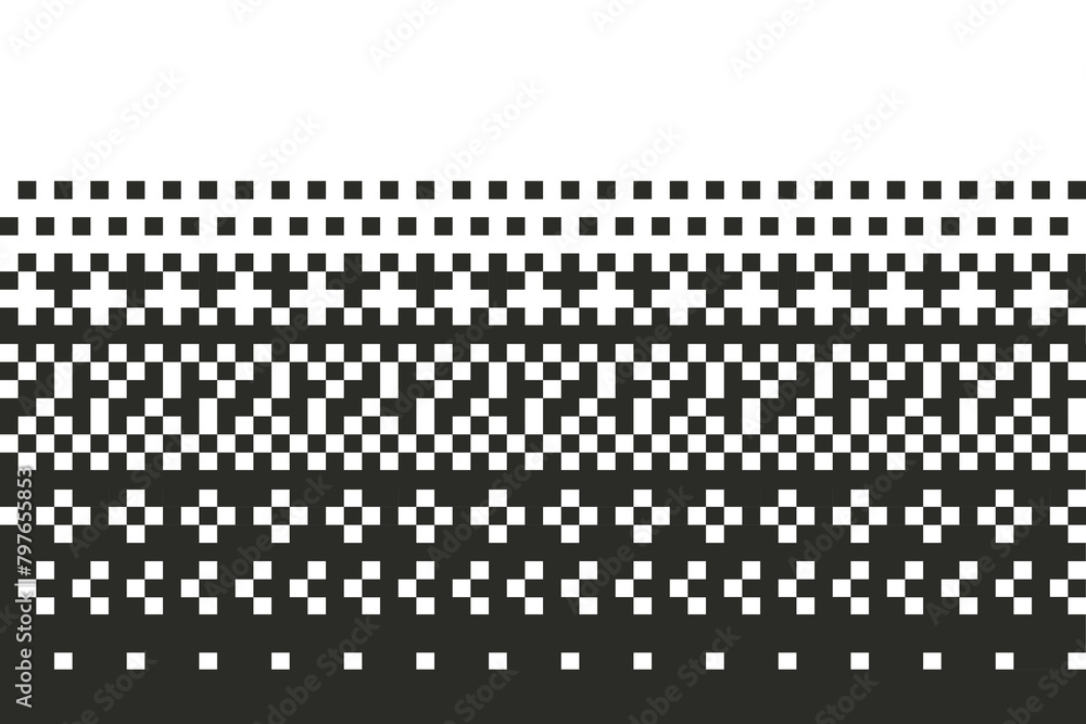 Poster pixel abstract mosaic background. ornament with random square and cross. horizontal backdrop. halfto