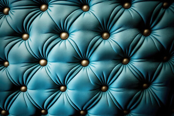 Close-up texture of furniture upholstery in fabric and leather with buttons, capitone style. AI generated.