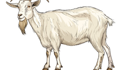 Vector illustration of hand drawn goat isolated on wh