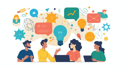 Vector illustration of people communication in search