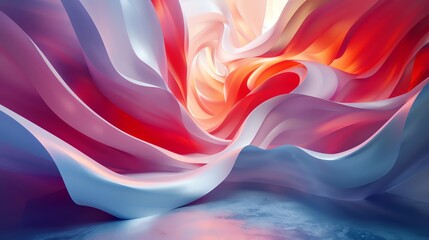 Explore dynamic color contrasts and spatial depth in a frontal view abstract composition Utilize innovative lighting techniques to play with shadows and highlights for a striking visual impact