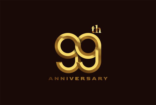 Golden 99 year anniversary celebration logo, Number 99 forming infinity icon, can be used for birthday and business logo templates, vector illustration