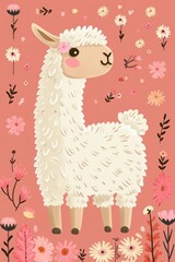 flat illustration of alpaca with calming colors