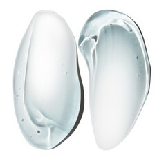 composition of smears of blue cosmetic gel on an empty background