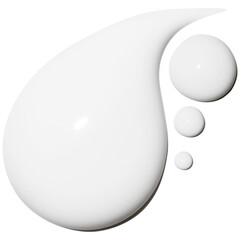 composition of smears and drops of cosmetic white cream on an empty background