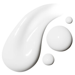 composition of smears and drops of cosmetic white cream on an empty background