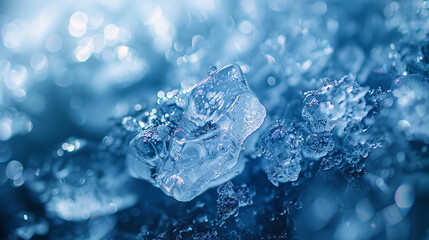 Abstract ice textures shimmer with frozen allure.
