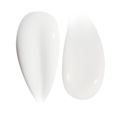 composition of smears of cosmetic white cream on an empty background