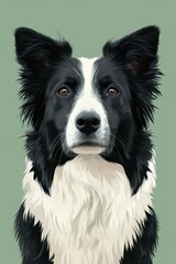 flat illustration of Border Collie dog with calming colors