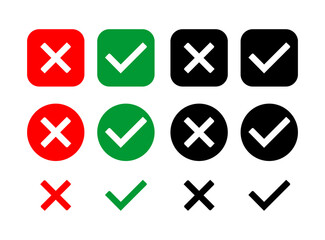 Set of Yes and No or Right and Wrong or Cross Mark and check mark symbol