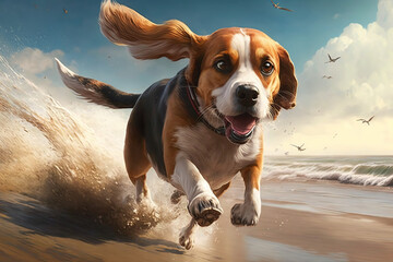 Beagle dog running