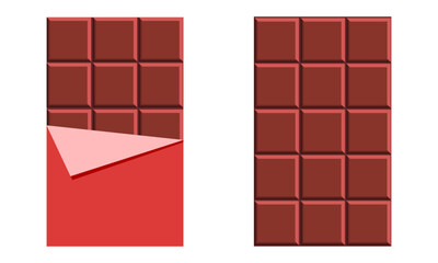 Vector illustration of dark chocolate bar icon with and without packaging
Chocolate illustration
