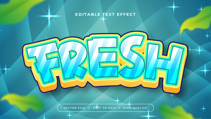 Green blue and yellow fresh 3d editable text effect - font style