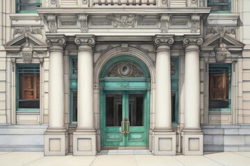 Obraz premium Bank building architecture column.