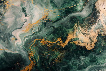 Hunter green and gold liquid marble ,abstract painting, fluid art, modern art, contemporary art