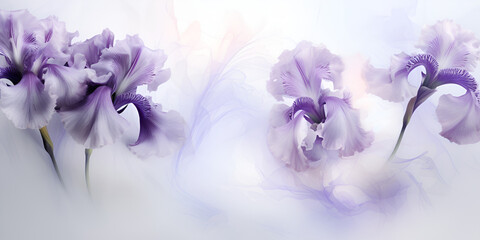A painting of purple flowers with white paint and look so wonderful with sunlight background - obrazy, fototapety, plakaty