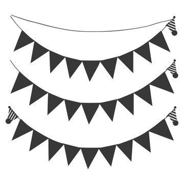 recommend clip art: Silhouette Retro bunting party flag black color