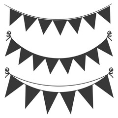 Silhouette Retro bunting party flag black color