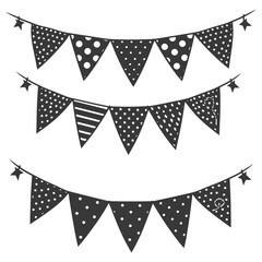 Silhouette Retro bunting party flag black color