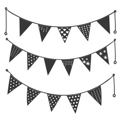 Silhouette Retro bunting party flag black color