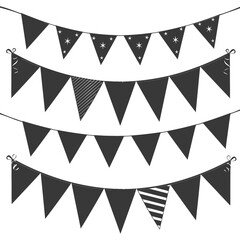 Silhouette Retro bunting party flag black color
