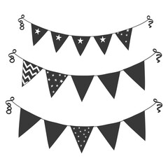 Silhouette Retro bunting party flag black color