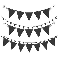 Silhouette Retro bunting party flag black color