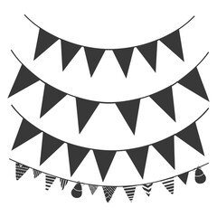 Silhouette Retro bunting party flag black color