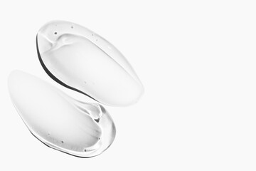 composition of smears of cosmetic transparent gel on a light background